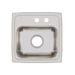 Elkay Lustertone Classic 15" Rectangular Stainless Steel Bar/Prep Sink, Lustrous Satin, MR2 Faucet Holes, BLRQ1516MR2