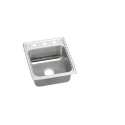 Elkay Lustertone Classic 17" Drop In/Topmount Stainless Steel ADA Kitchen Sink, Lustrous Satin, 1 Faucet Hole, LRADQ1720551