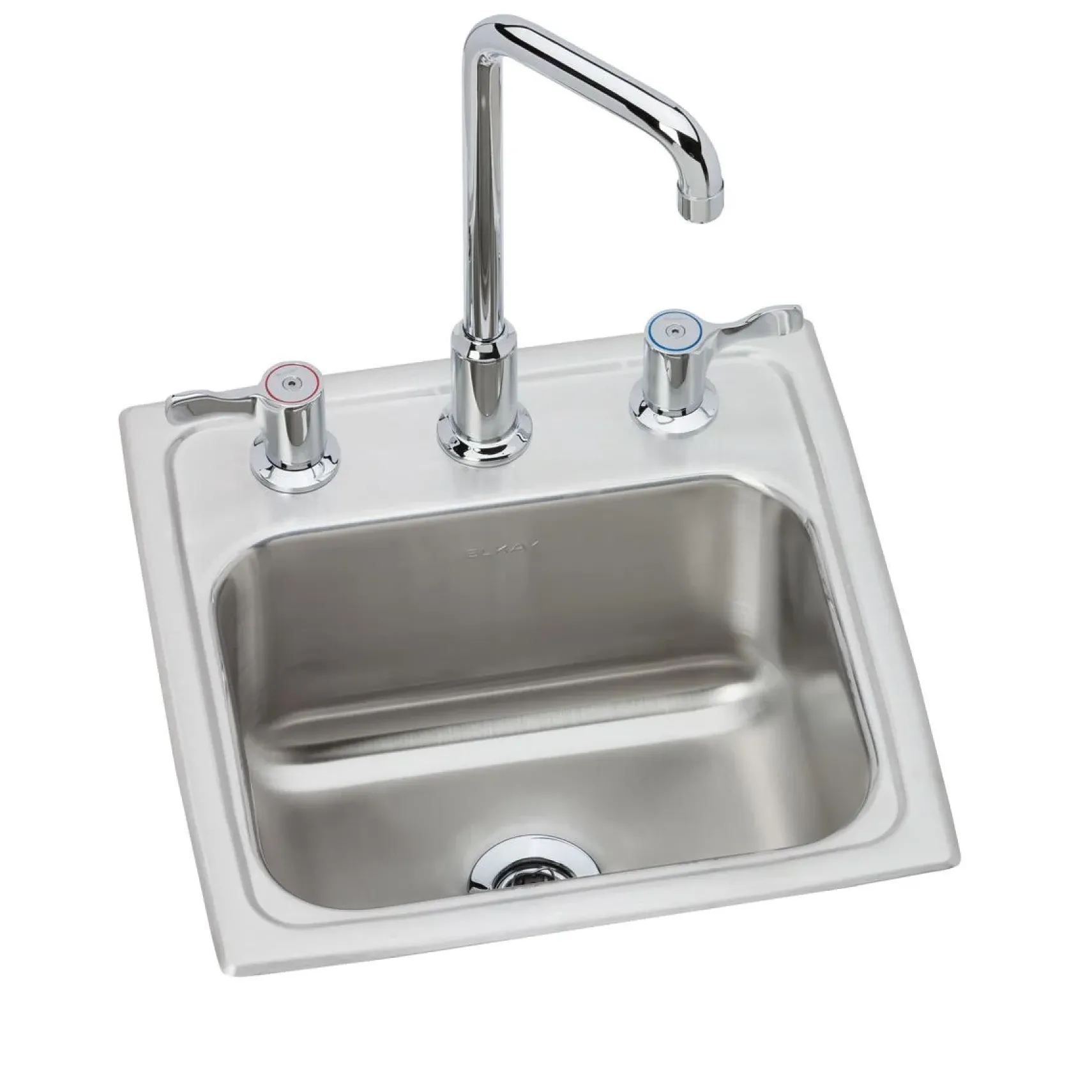 Elkay Lustertone Classic 15" Rectangular Stainless Steel Bar/Prep Sink Kit with Faucet, Lustrous Satin, 3 Faucet Holes, BLH15C
