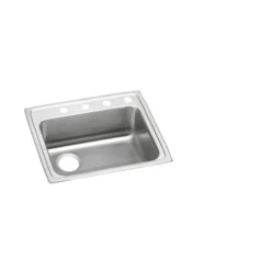 Elkay Lustertone Classic 22" Drop In/Topmount Stainless Steel ADA Kitchen Sink, Lustrous Satin, 1 Faucet Hole, LRAD221960L1