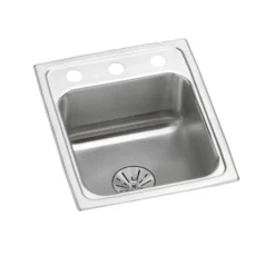 Elkay Lustertone Classic 13" Drop In/Topmount Stainless Steel ADA Kitchen Sink, Lustrous Satin, 2 Faucet Holes, Perfect Drain, LRAD131665PD2