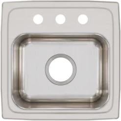 Elkay Lustertone Classic 15" Rectangular Stainless Steel Bar/Prep Sink, Lustrous Satin, 3 Faucet Holes, BLRQ15163
