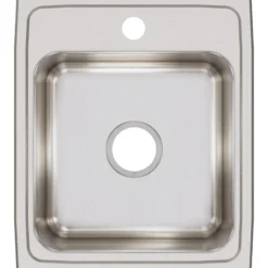 Elkay Lustertone Classic 17" Stainless Steel Kitchen Sink, 18 Gauge, Lustrous Satin, 1 Faucet Hole, LR17201