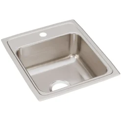 Elkay Lustertone Classic 17" Stainless Steel Kitchen Sink, 18 Gauge, Lustrous Satin, 1 Faucet Hole, LR17201