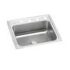 Elkay Lustertone Classic 25" Drop In/Topmount Stainless Steel Kitchen Sink, Lustrous Satin, 3 Faucet Holes, Perfect Drain, LR2521PD3