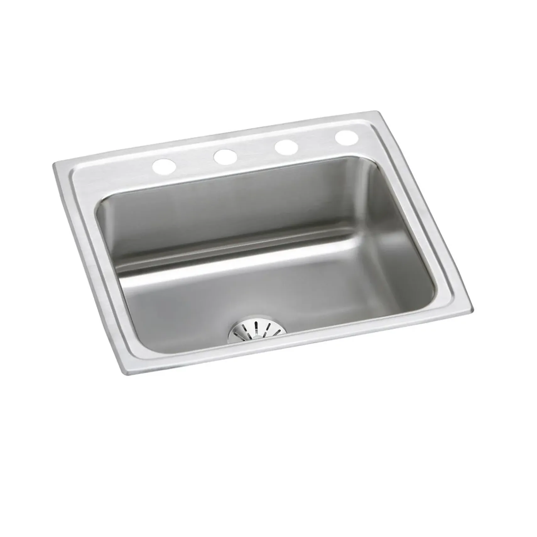 Elkay Lustertone Classic 25" Drop In/Topmount Stainless Steel Kitchen Sink, Lustrous Satin, 3 Faucet Holes, Perfect Drain, LR2521PD3