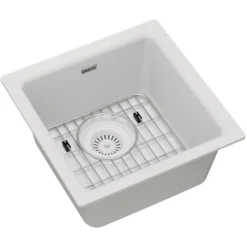 Elkay Quartz Classic 16" Rectangular Quartz Bar/Prep Sink Kit, White, ELG1616WH0C