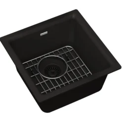 Elkay Quartz Classic 16" Rectangular Quartz Bar/Prep Sink Kit, Black, ELG1616BK0C