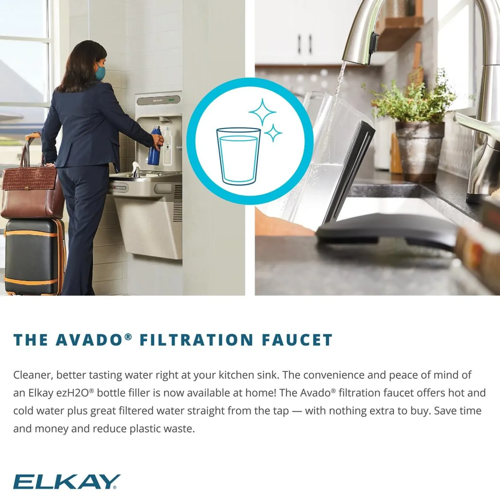 Elkay Quartz Classic 33" Undermount Quartz Kitchen Sink Kit with Faucet, 50/50 Double Bowl, White, ELGU3322WH0FLC