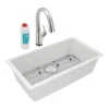 Elkay Quartz Classic 33" Undermount Quartz Kitchen Sink Kit with Faucet, Single Bowl White, ELGRU13322WHFLC