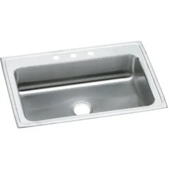 Elkay Celebrity 33" Drop In/Topmount Stainless Steel Kitchen Sink, Brushed Satin, 3 Faucet Holes, PSRS33223