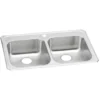 Elkay Celebrity 33" Drop In/Topmount Stainless Steel ADA Kitchen Sink, 50/50 Double Bowl, Brushed Satin, 1 Faucet Hole, GECR33211