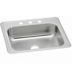 Elkay Celebrity 25" Drop In/Topmount Stainless Steel Kitchen Sink, Brushed Satin, 3 Faucet Holes, CR25213
