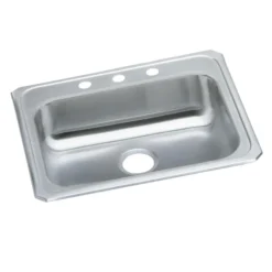 Elkay Celebrity 25" Drop In/Topmount Stainless Steel ADA Kitchen Sink, Brushed Satin, 2 Faucet Holes, GECR25212