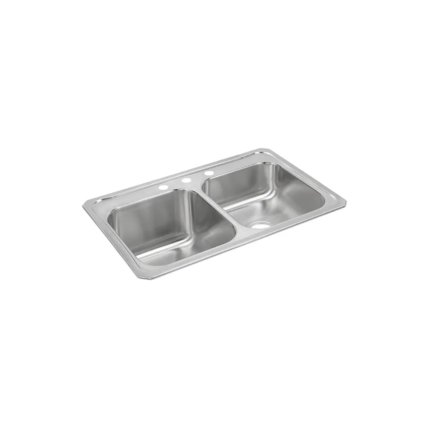 Elkay Celebrity 33" Drop In/Topmount Stainless Steel Kitchen Sink, 50/50 Double Bowl, Brushed Satin, 3 Faucet Holes, STCR3322L3