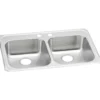 Elkay Celebrity 33" Drop In/Topmount Stainless Steel ADA Kitchen Sink, 50/50 Double Bowl, Brushed Satin, 2 Faucet Holes, GECR33212