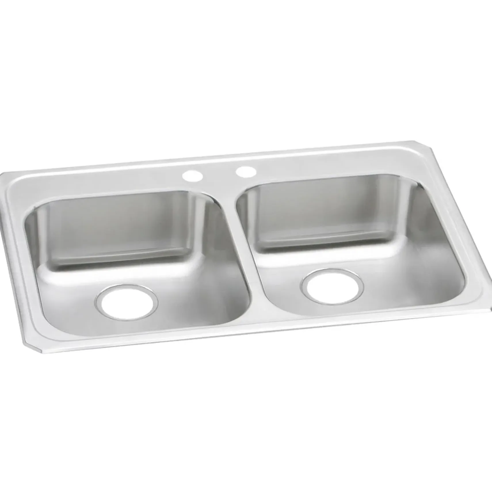 Elkay Celebrity 33" Drop In/Topmount Stainless Steel ADA Kitchen Sink, 50/50 Double Bowl, Brushed Satin, 2 Faucet Holes, GECR33212