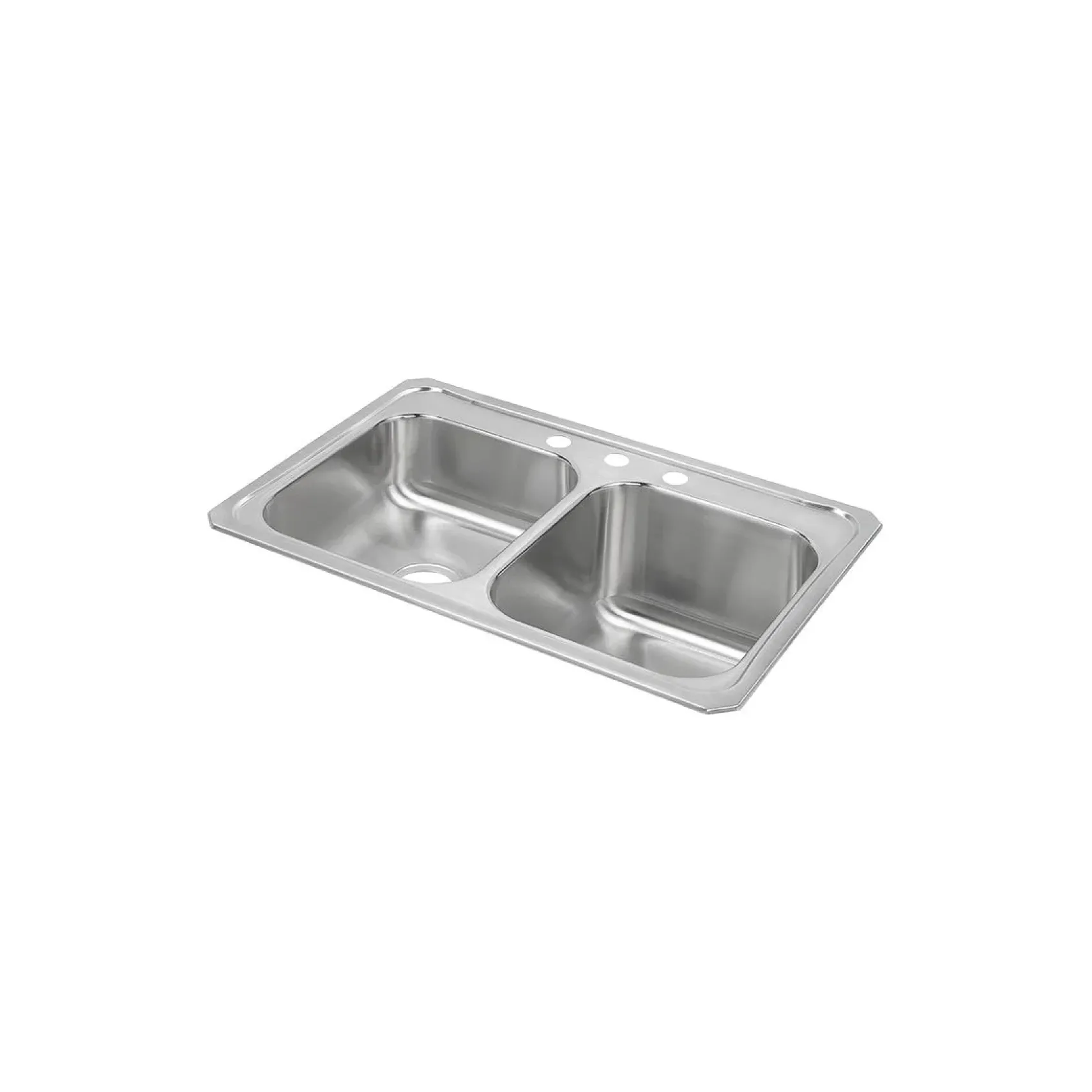 Elkay Celebrity 33" Drop In/Topmount Stainless Steel Kitchen Sink, 50/50 Double Bowl, Brushed Satin, 3 Faucet Holes, STCR3322R3