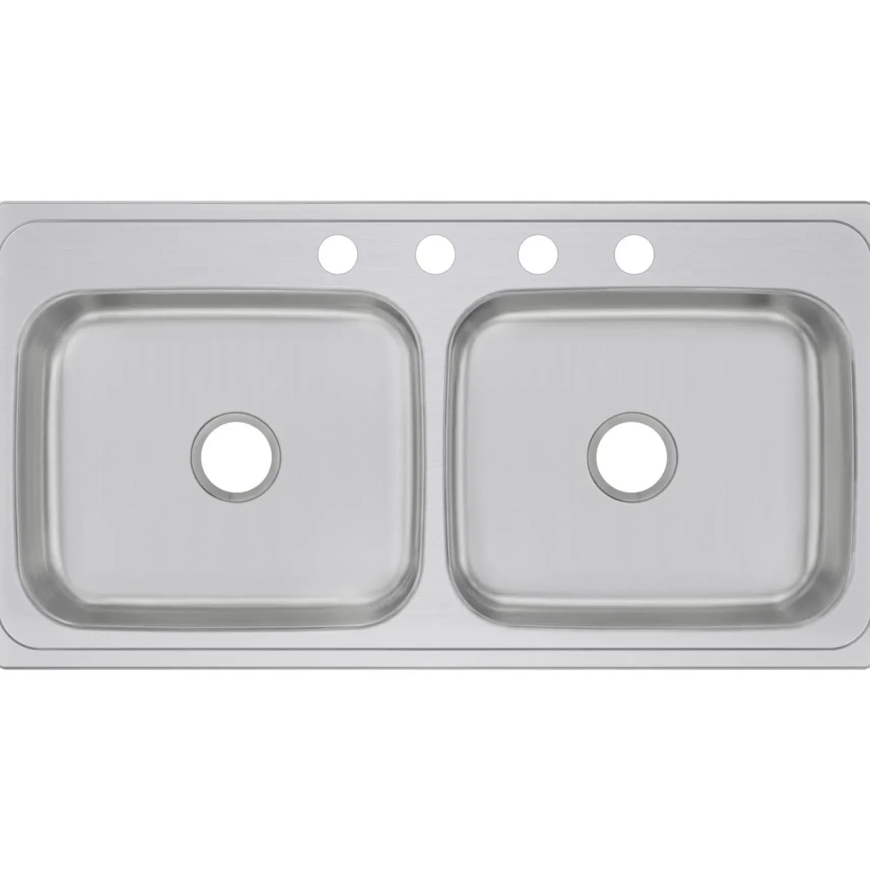 Elkay Celebrity 43" Stainless Steel Kitchen Sink, 50/50 Double Bowl, 20 Gauge, Brushed Satin, 4 Faucet Hole, CR43224