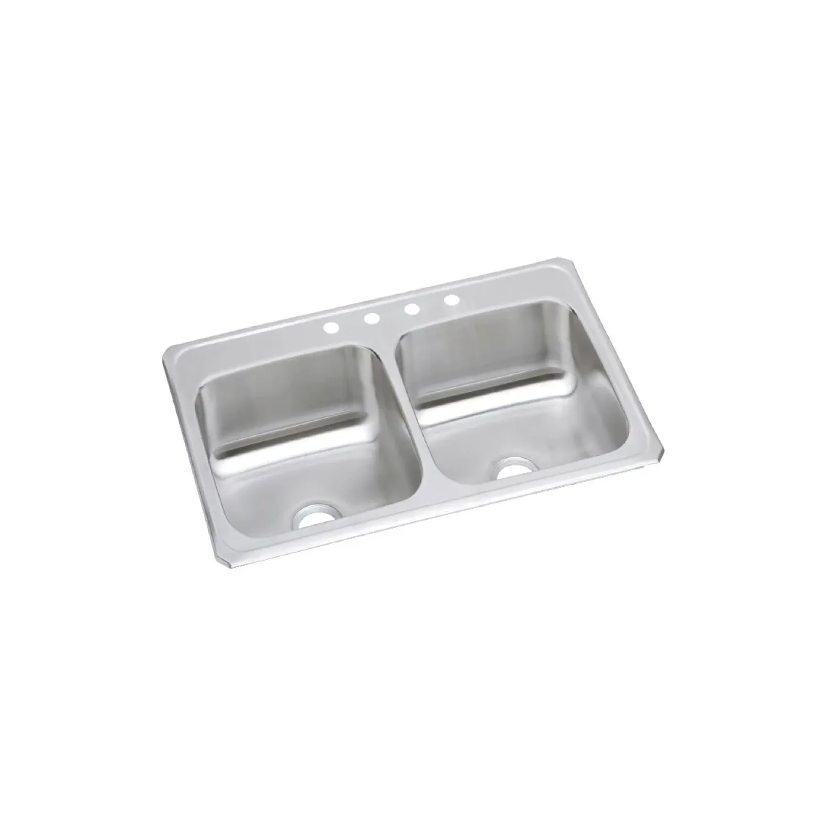 Elkay Celebrity 43" Stainless Steel Kitchen Sink, 50/50 Double Bowl, 20 Gauge, Brushed Satin, 4 Faucet Hole, CR43224