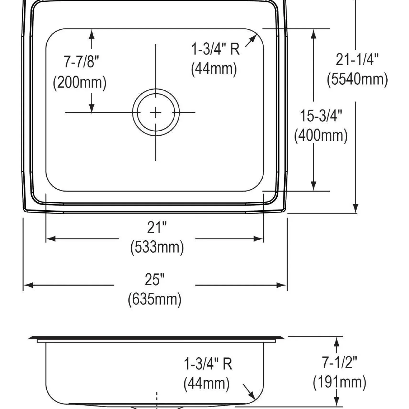 Elkay Celebrity 25" Stainless Steel Kitchen Sink, 20 Gauge, Brushed Satin, 3 Faucet Hole, PSR25213