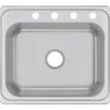 Elkay Celebrity 25" Stainless Steel Kitchen Sink, 20 Gauge, Brushed Satin, 4 Faucet Hole, CR25214