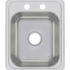 Elkay Celebrity 17" Stainless Steel Kitchen Sink, 20 Gauge, Brushed Satin, 2 Faucet Hole, CR17212