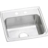 Elkay Celebrity 19" Stainless Steel Kitchen Sink, 20 Gauge, Brushed Satin, 2 Faucet Hole, PSR19182