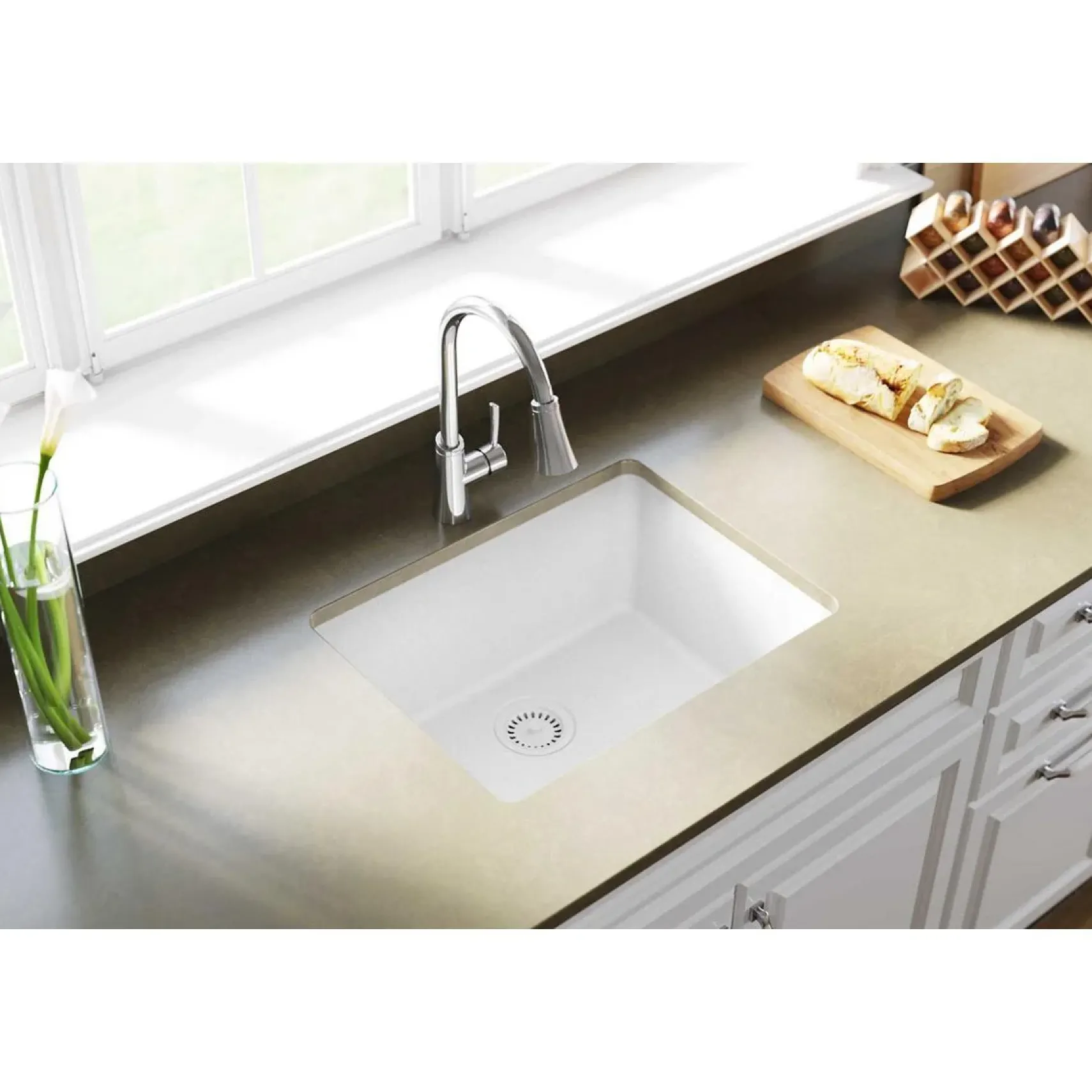 Elkay Classic 25" Quartz Kitchen Sink, White, ELGU2522WH0