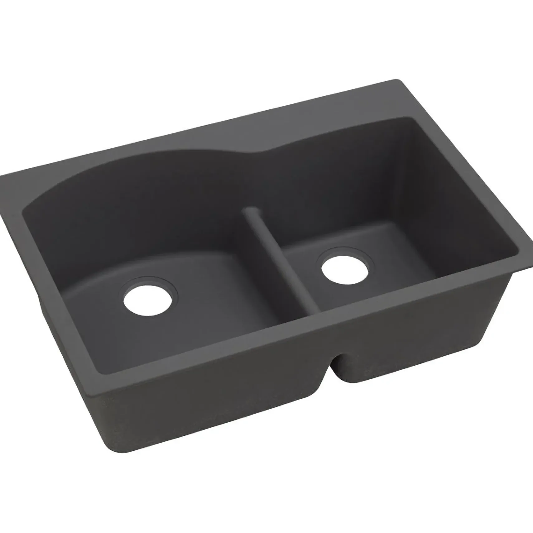 Elkay Classic 33" Quartz Kitchen Sink, 55/45 Double Bowl, Dusk Gray, Pre-scored for up to 4 Faucet Hole, ELGH3322RGY0