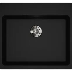 Elkay Classic 25" Quartz Kitchen Sink, Black, Pre-scored for up to 5 Faucet Hole, ELGAD2522PDBK0