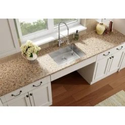 Elkay Crosstown 25" Dual Mount Stainless Steel ADA Kitchen Sink Kit, Single Bowl, Polished Satin, 1 Faucet Hole, ECTSRAD25226TBG1