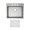 Elkay Crosstown 25" Dual Mount Stainless Steel ADA Kitchen Sink Kit, Single Bowl, 18 Gauge, Polished Satin, 3 Faucet Hole, ECTSRAD25226TBG3