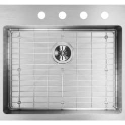 Elkay Crosstown 25" Dual Mount Stainless Steel ADA Kitchen Sink Kit, Single Bowl, 18 Gauge, Polished Satin, 4 Faucet Hole, ECTSRAD25226TBG4