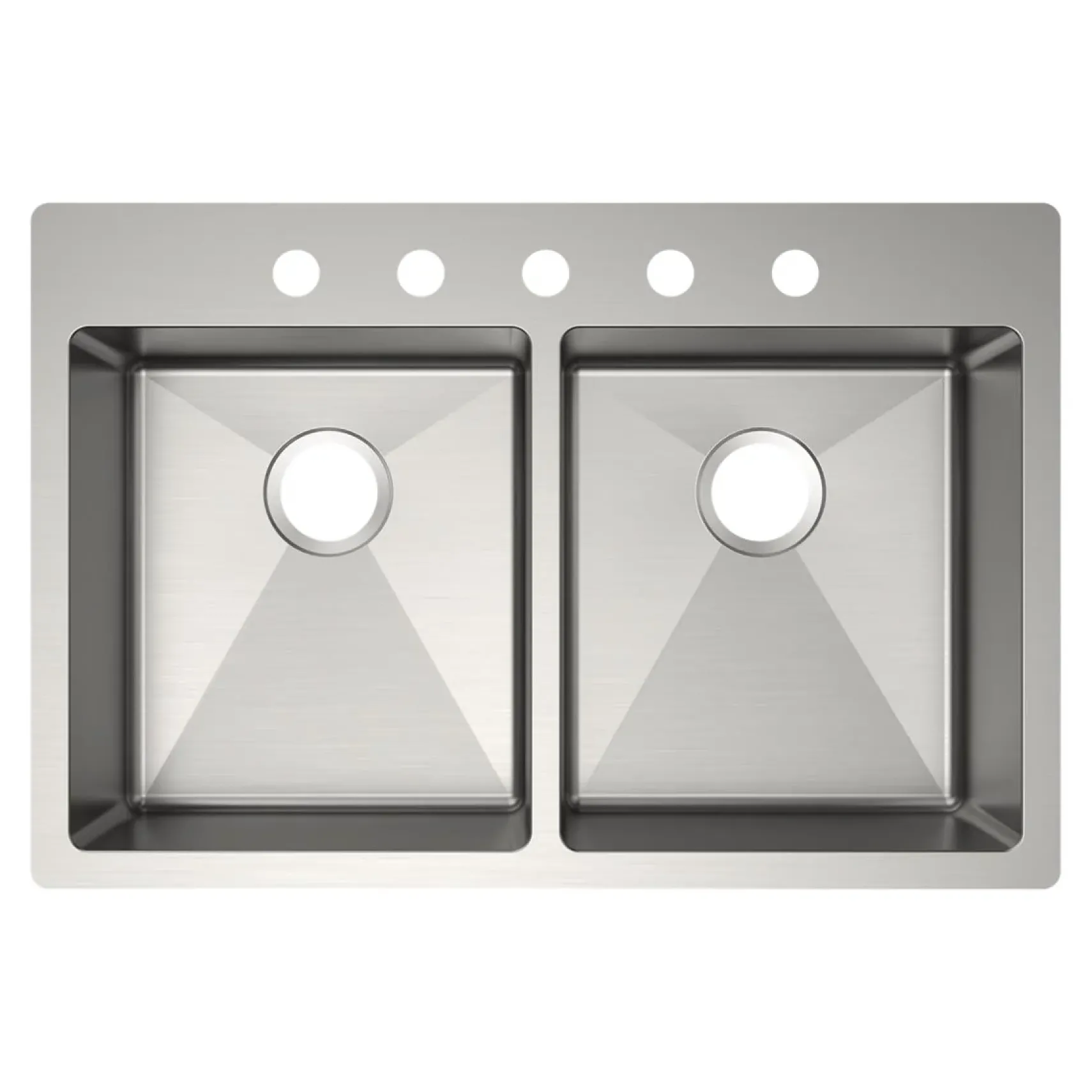 Elkay Crosstown 33" Dual Mount Stainless Steel ADA Kitchen Sink, 50/50 Double Bowl, Polished Satin, 5 Faucet Holes, ECTSRAD3322605