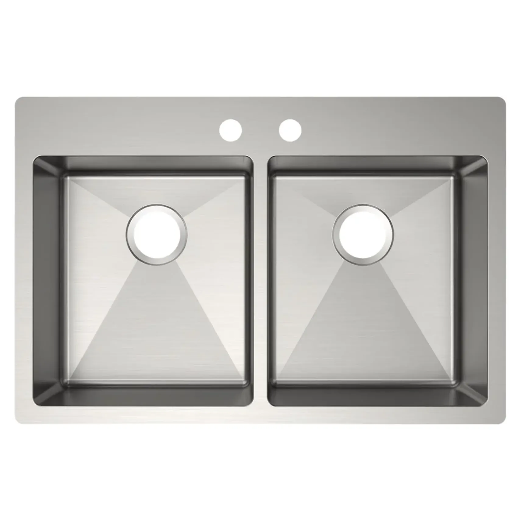 Elkay Crosstown 33" Dual Mount Stainless Steel ADA Kitchen Sink, 50/50 Double Bowl, Polished Satin, 2 Faucet Holes, ECTSRAD3322602