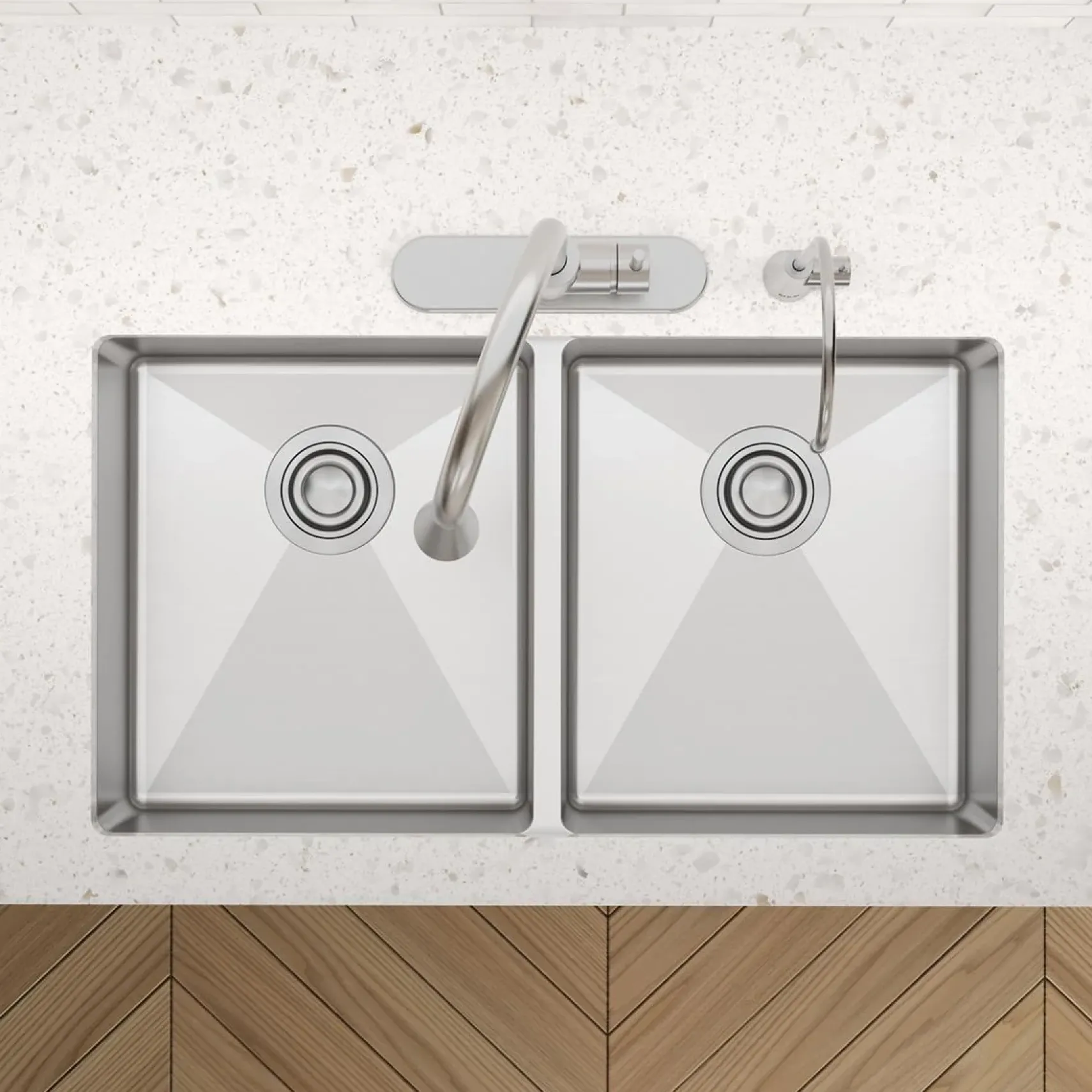 Elkay Crosstown 33" Dual Mount Stainless Steel ADA Kitchen Sink, 50/50 Double Bowl, Polished Satin, 2 Faucet Holes, ECTSRAD3322602