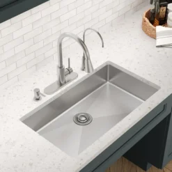 Elkay Crosstown 33" Dual Mount Stainless Steel ADA Kitchen Sink, Polished Satin, 3 Faucet Holes, ECTSRSAD3322603