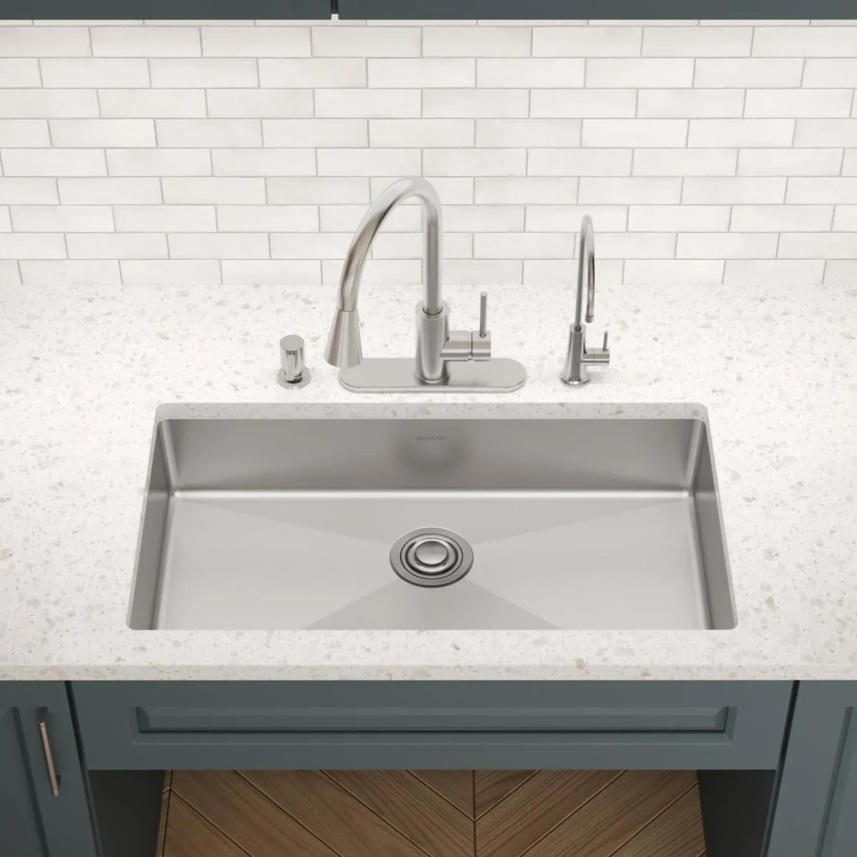 Elkay Crosstown 33" Dual Mount Stainless Steel ADA Kitchen Sink, Polished Satin, 3 Faucet Holes, ECTSRSAD3322603