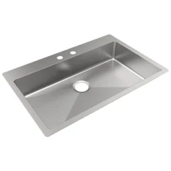 Elkay Crosstown 33" Dual Mount Stainless Steel ADA Kitchen Sink, Polished Satin, 2 Faucet Holes, ECTSRSAD3322602