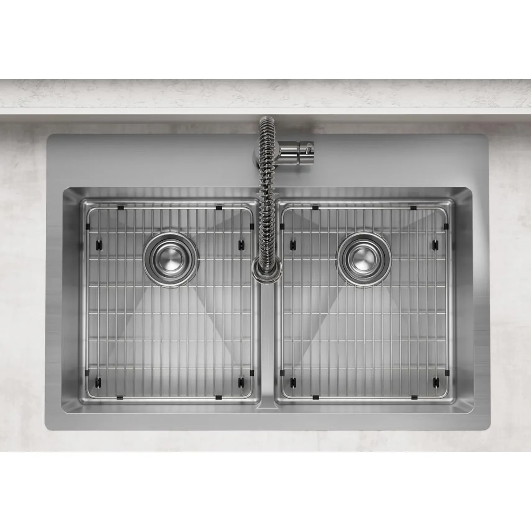 Elkay Crosstown 33" Dual Mount Stainless Steel Kitchen Sink Kit with Faucet, 50/50 with Aqua Divide Double Bowl, Polished Satin, 1 Faucet Hole, ECTSRA33229TFC