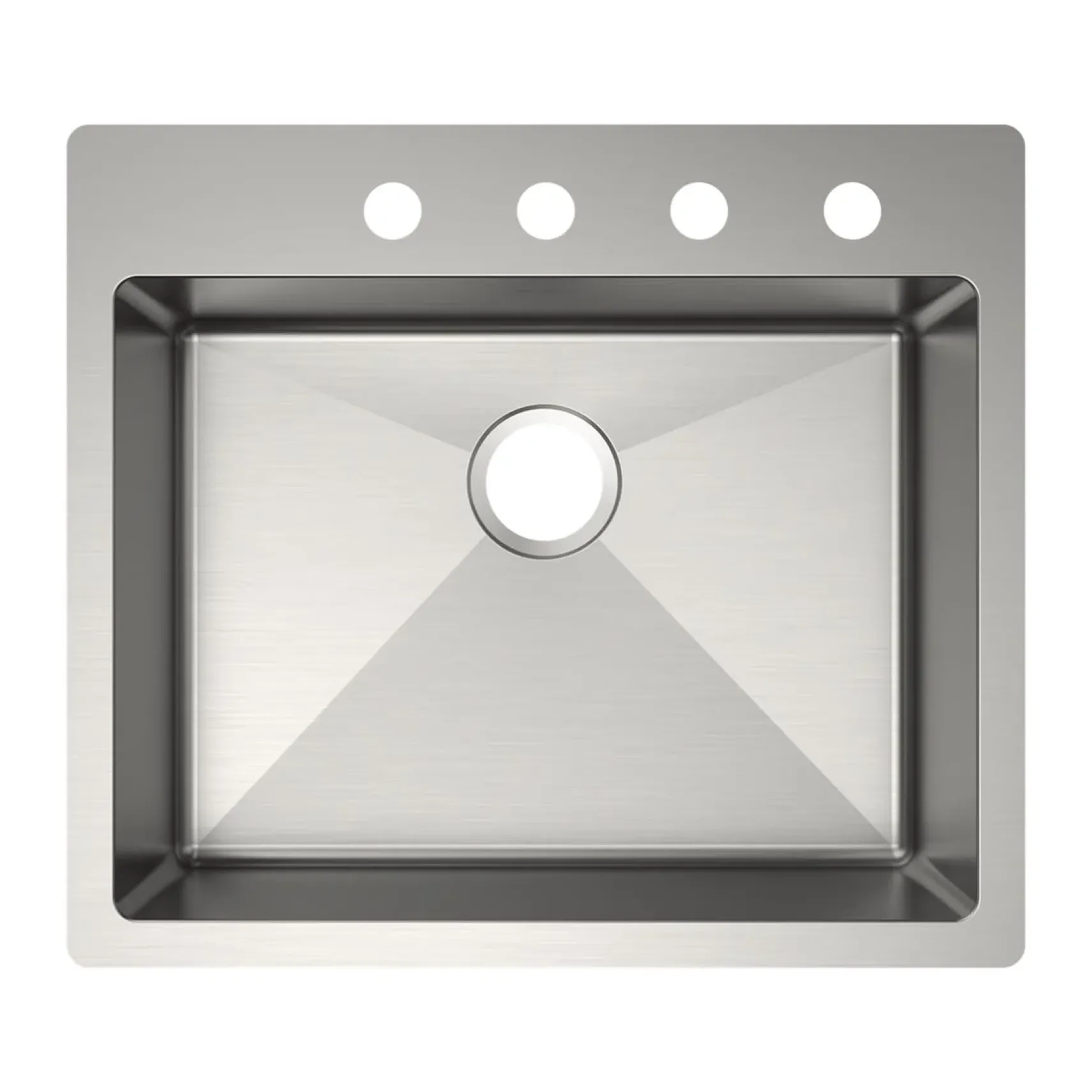 Elkay Crosstown 25" Dual Mount Stainless Steel ADA Kitchen Sink, Polished Satin, 4 Faucet Holes, ECTSRAD2522604