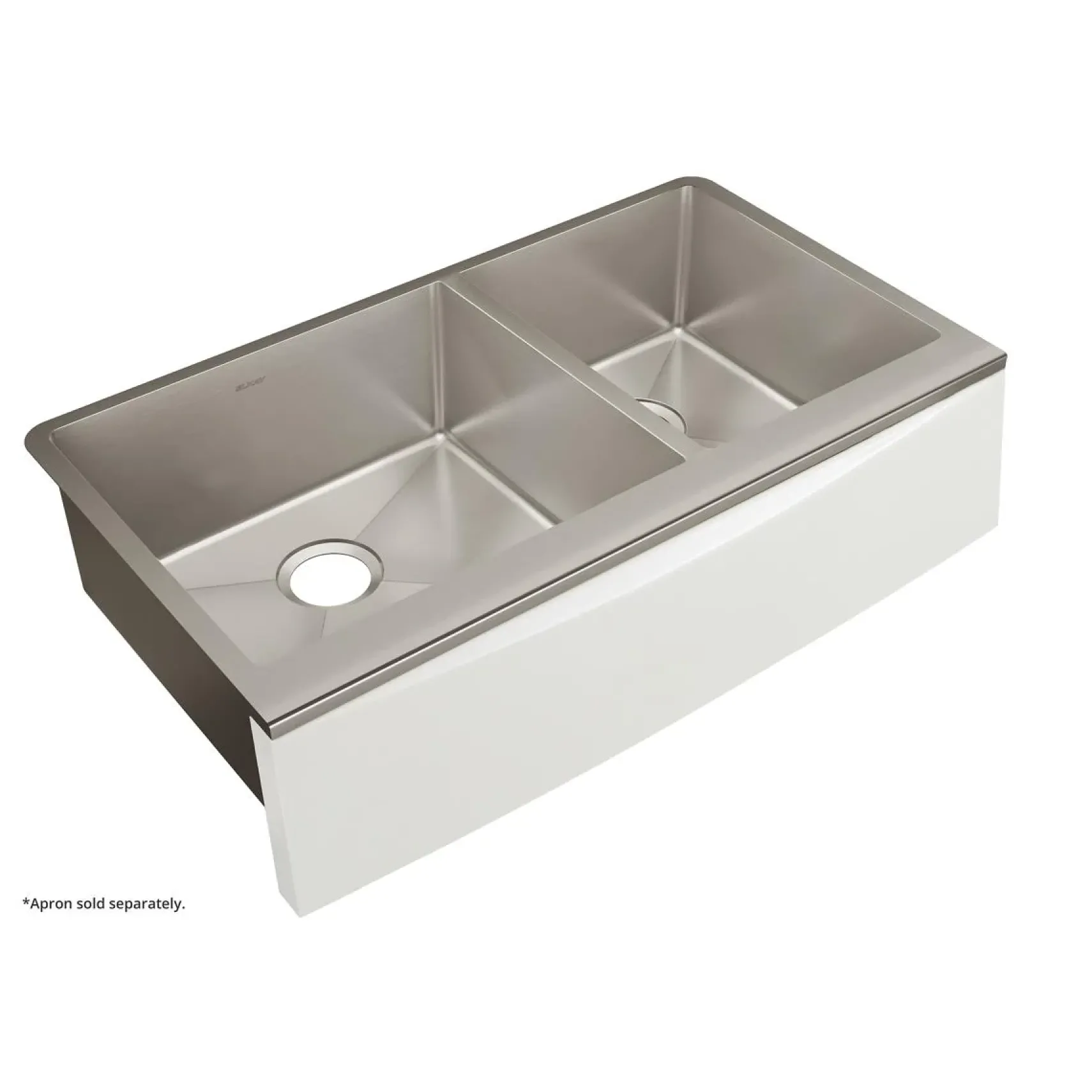 Elkay Crosstown 36" Stainless Steel Farmhouse Kitchen Sink for Interchangeable Apron, 55/65 Double Bowl, 16 Gauge, Polished Satin, CTXF234179