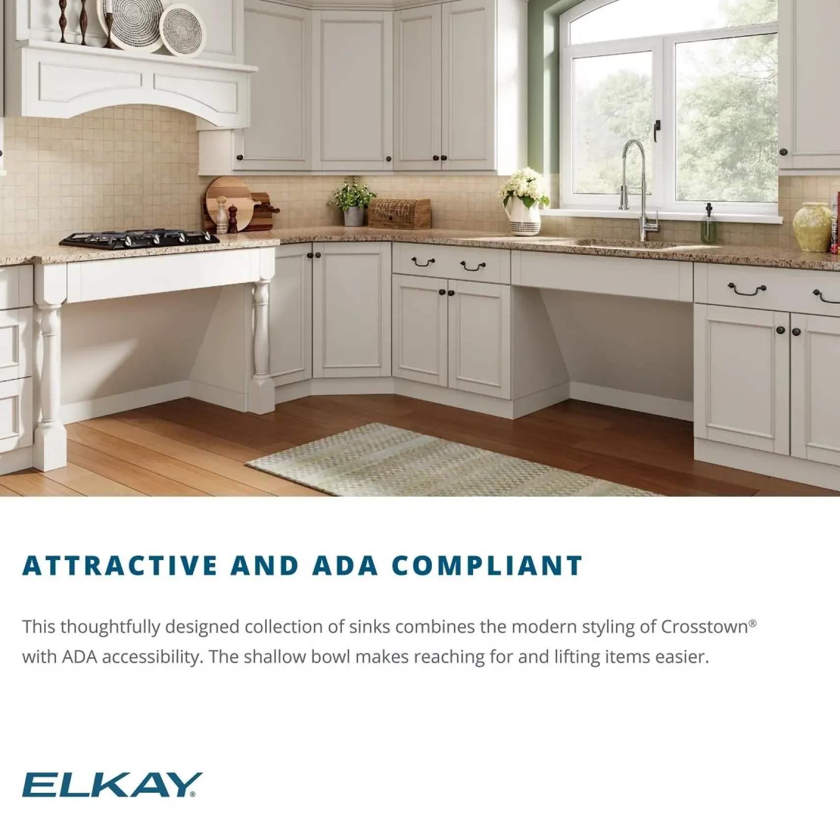 Elkay Crosstown 25" Stainless Steel Kitchen Sink Kit, Polished Satin, 5 Faucet Hole, ECTSRAD25226TBG5