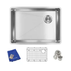 Elkay Crosstown 26" Stainless Steel Kitchen Sink, 18 Gauge, Polished Satin, ECTRU24179RTC