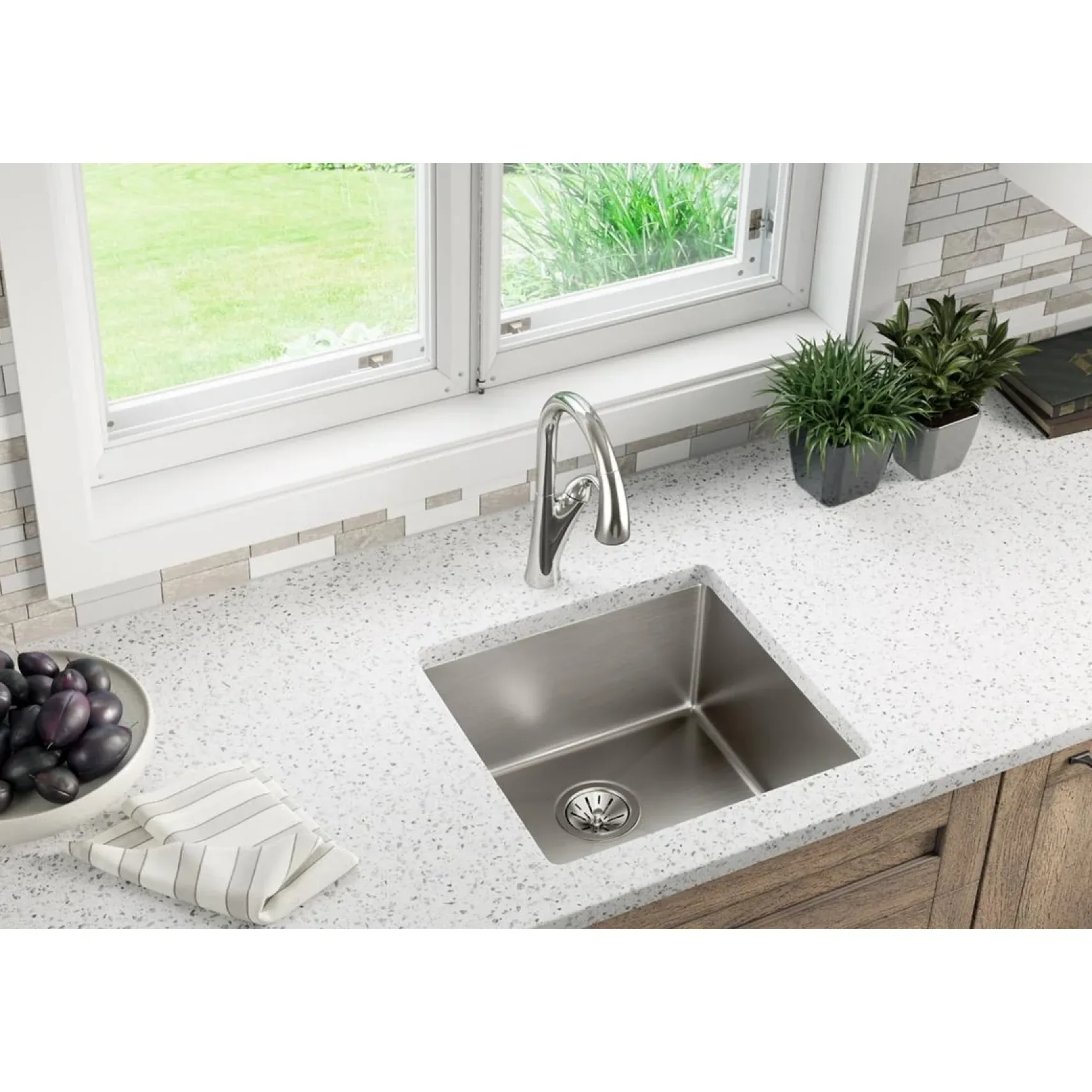 Elkay Crosstown 19" Stainless Steel Kitchen Sink, 18 Gauge, Polished Satin, ECTRU17179T