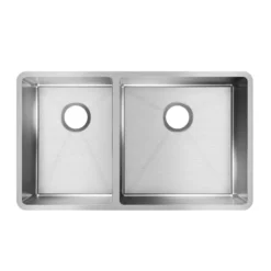Elkay Crosstown 32" Stainless Steel Kitchen Sink, 40/60 Double Bowl, 18 Gauge, Polished Satin, ECTRU32179LT