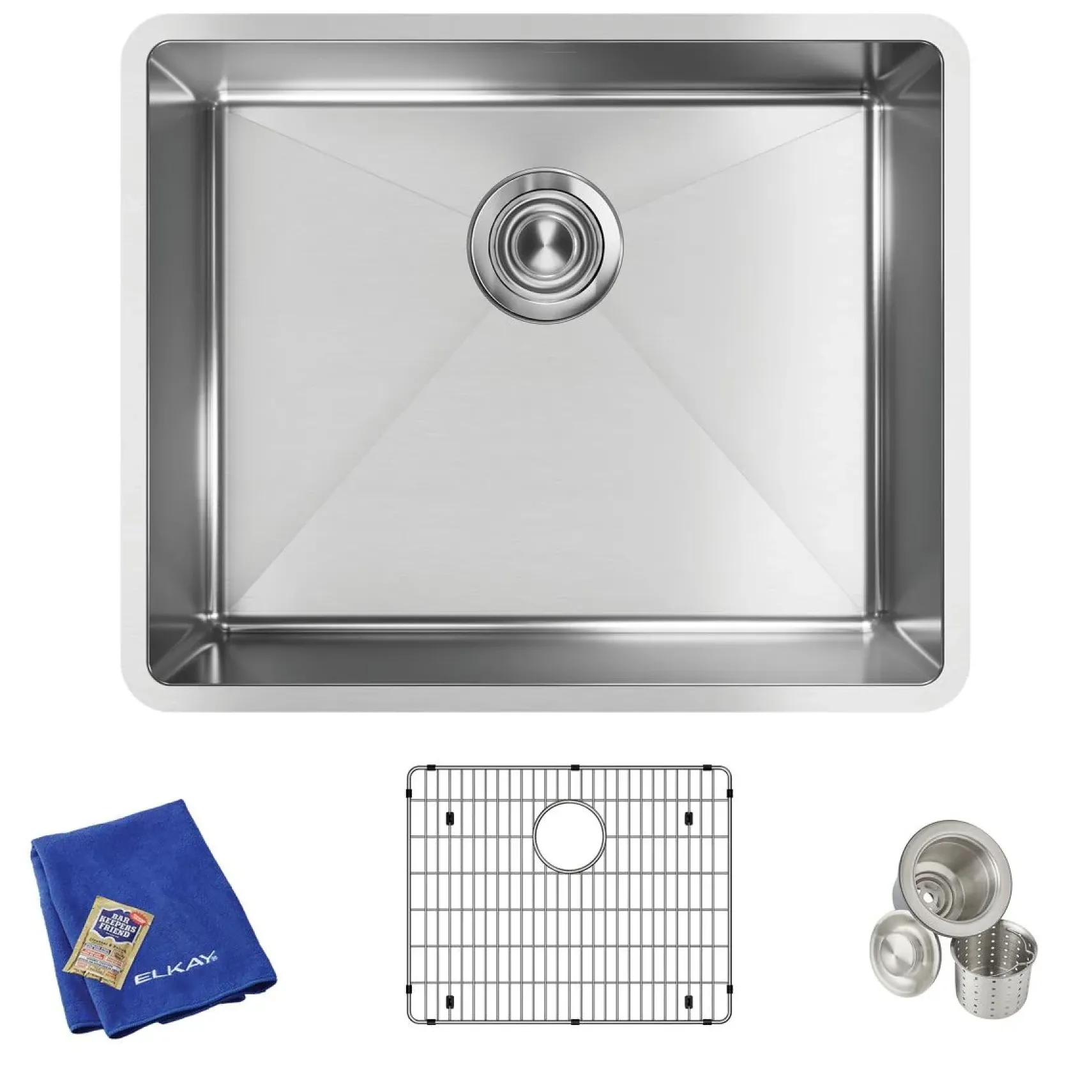 Elkay Crosstown 23" Stainless Steel Kitchen Sink, 18 Gauge, Polished Satin, ECTRU21179TC