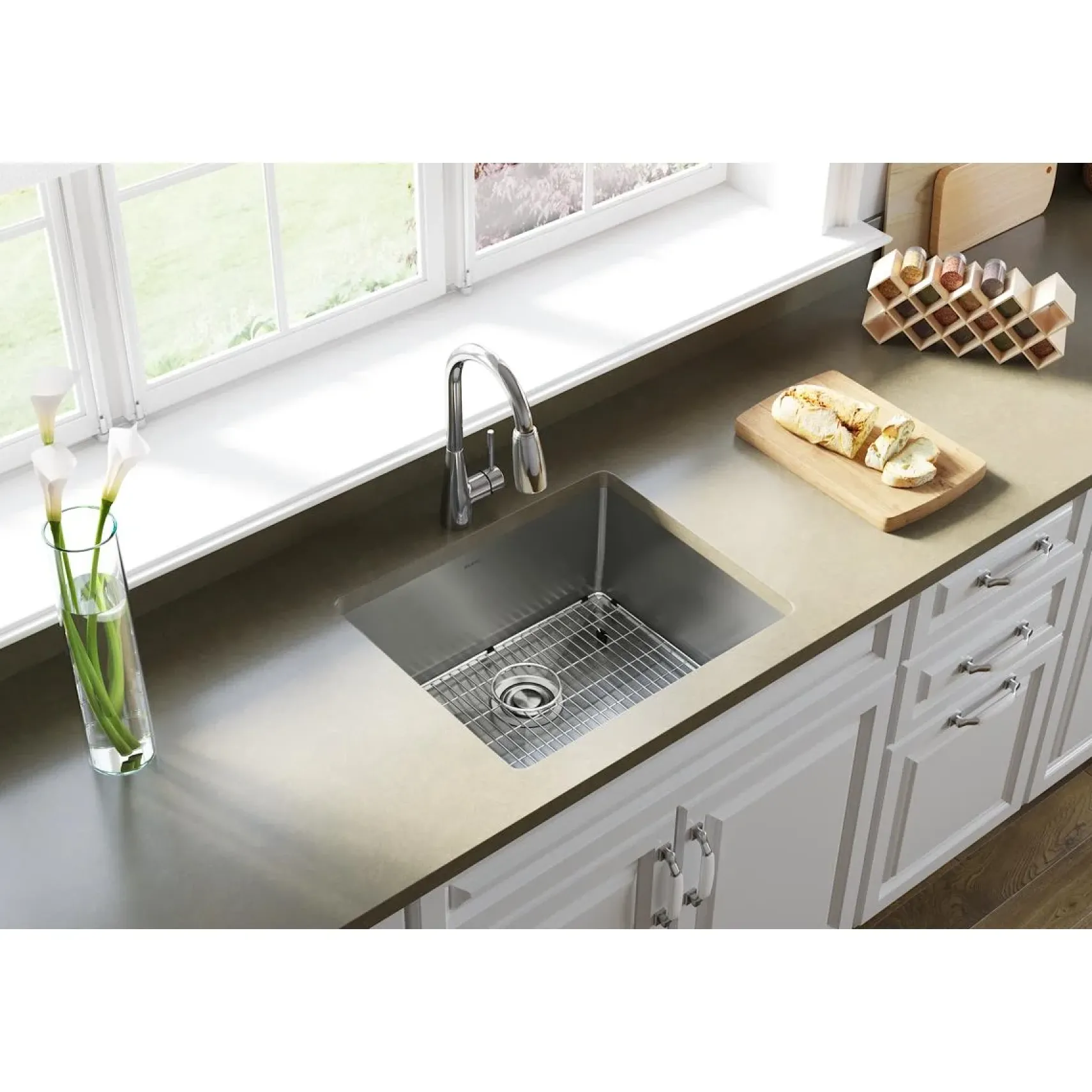 Elkay Crosstown 23" Stainless Steel Kitchen Sink, 18 Gauge, Polished Satin, ECTRU21179TC
