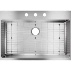 Elkay Crosstown 33" Stainless Steel Kitchen Sink Kit, Polished Satin, 3 Faucet Hole, ECTSRS33229TBG3